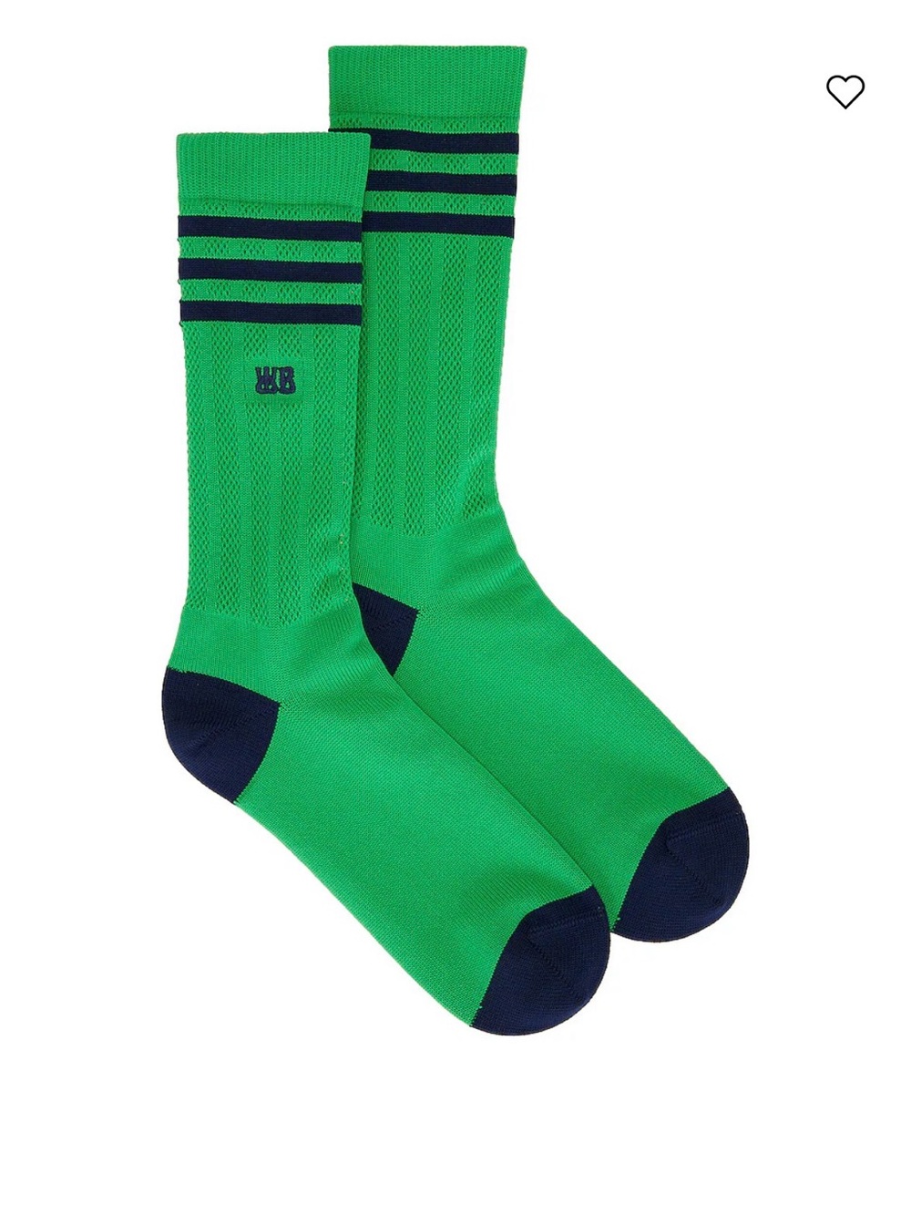 Wales Bonner x Adidas Vivid Green Socks with Collegiate Navy Accents Size M NWT